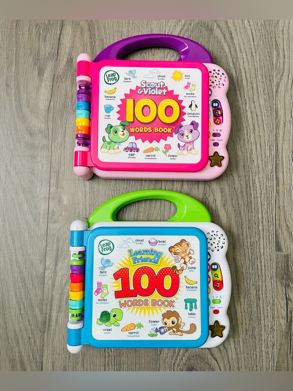 Leap Frog 100 Words Books Set Of 2 Toddler Bilingual English/Spanish Educational